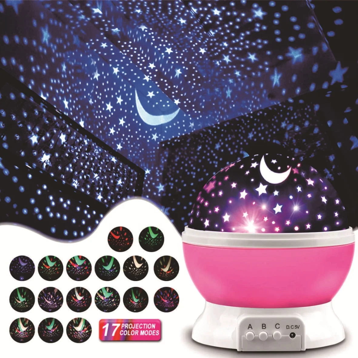 Star light projector led night light 360 Degree Rotation kids night light Color Changing with USB Cable, Gifts for Children