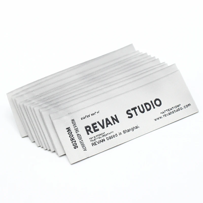 Brand woven badges label custom needle loom filling cotton fabric woven label in pieces