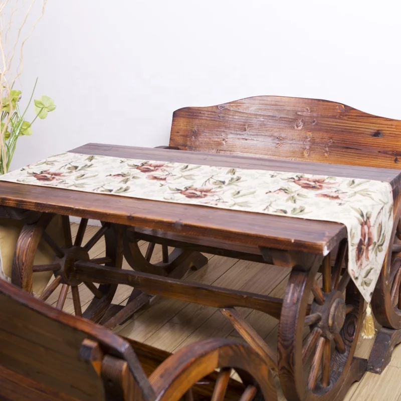 Whosale Printing Design Burlap Table Runner For Restaurant