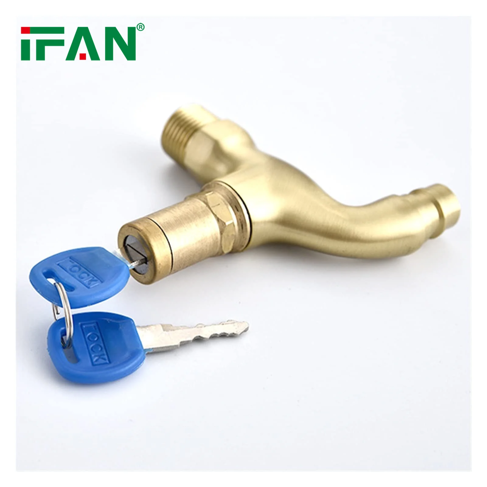 IFAN Anti-Theft Water Pipe Outdoor Garden Taps 1/2 Inch Brass Stainless Steel Faucets Bibcock With Lock