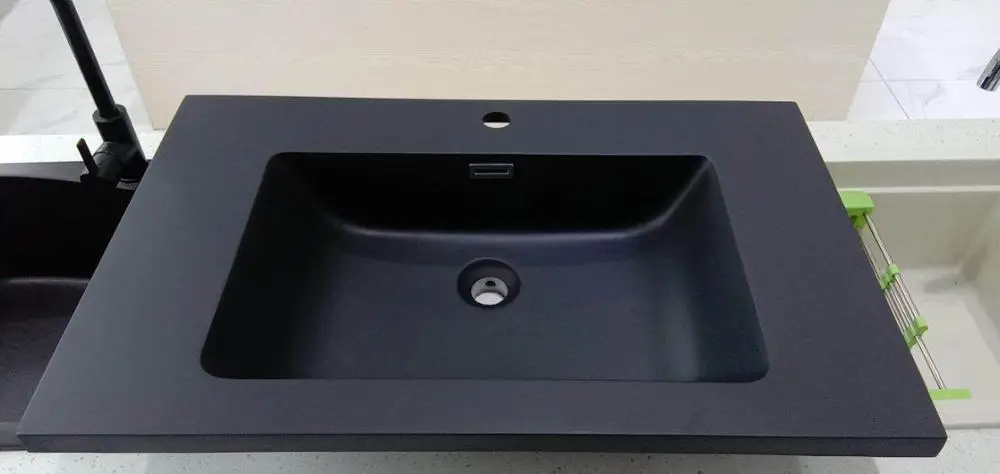 
artificial stone material black color bathroom basin sink 