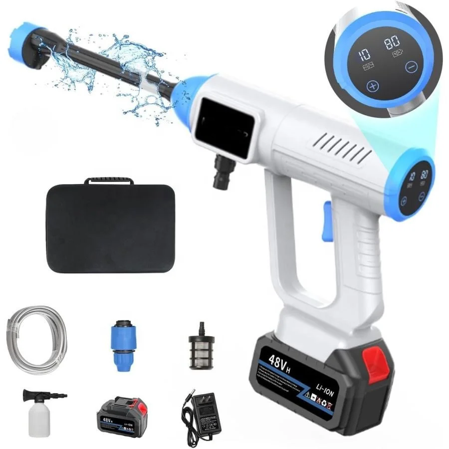 High Pressure Portable Washing Gun 6 in 1 Nozzle Electric Cleaning Machine Wireless with Lithium Battery Washer Car Washer