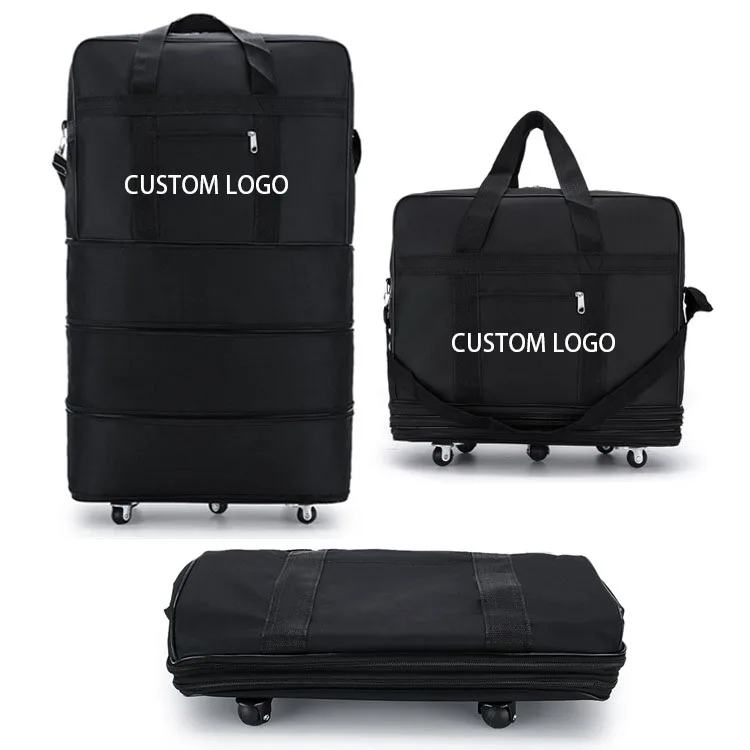 Expandable Extra Large 3 Zipped Part 3 pcs Oxford cloth folding luggage Expanding Travel Luggage Bag Wheel Bag