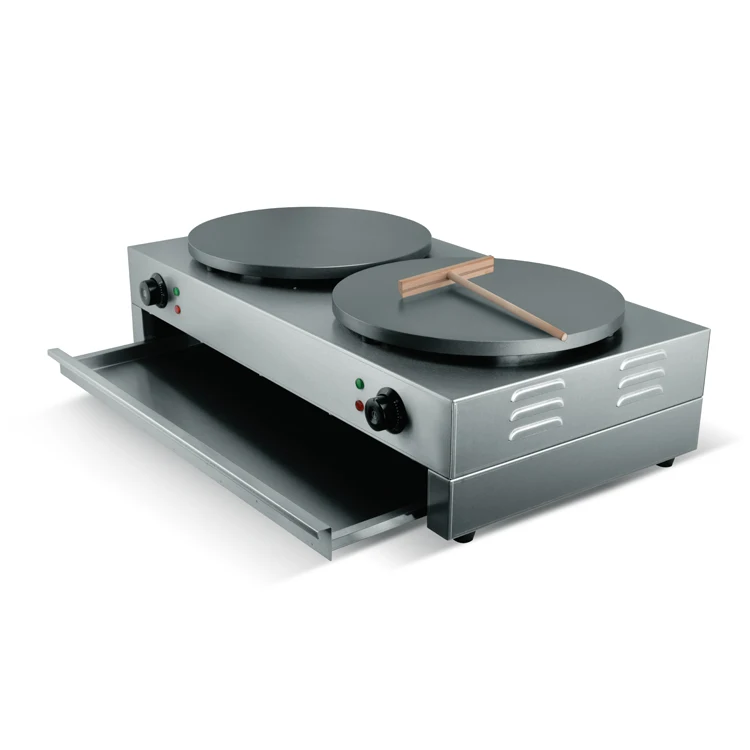 Commercial Electric Stainless Steel Double Plates   Tortilla Pancake Maker Mini Crepe Maker Pancake Machine