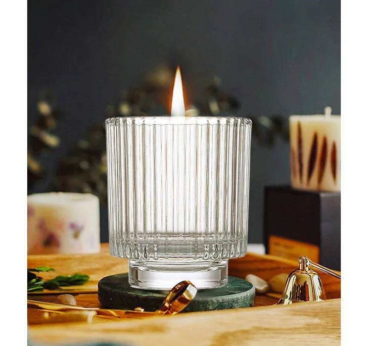 LO83 High Quality Luxury Glass Candle Jars  Customizable Cylinder Design Empty Candle Making Containers