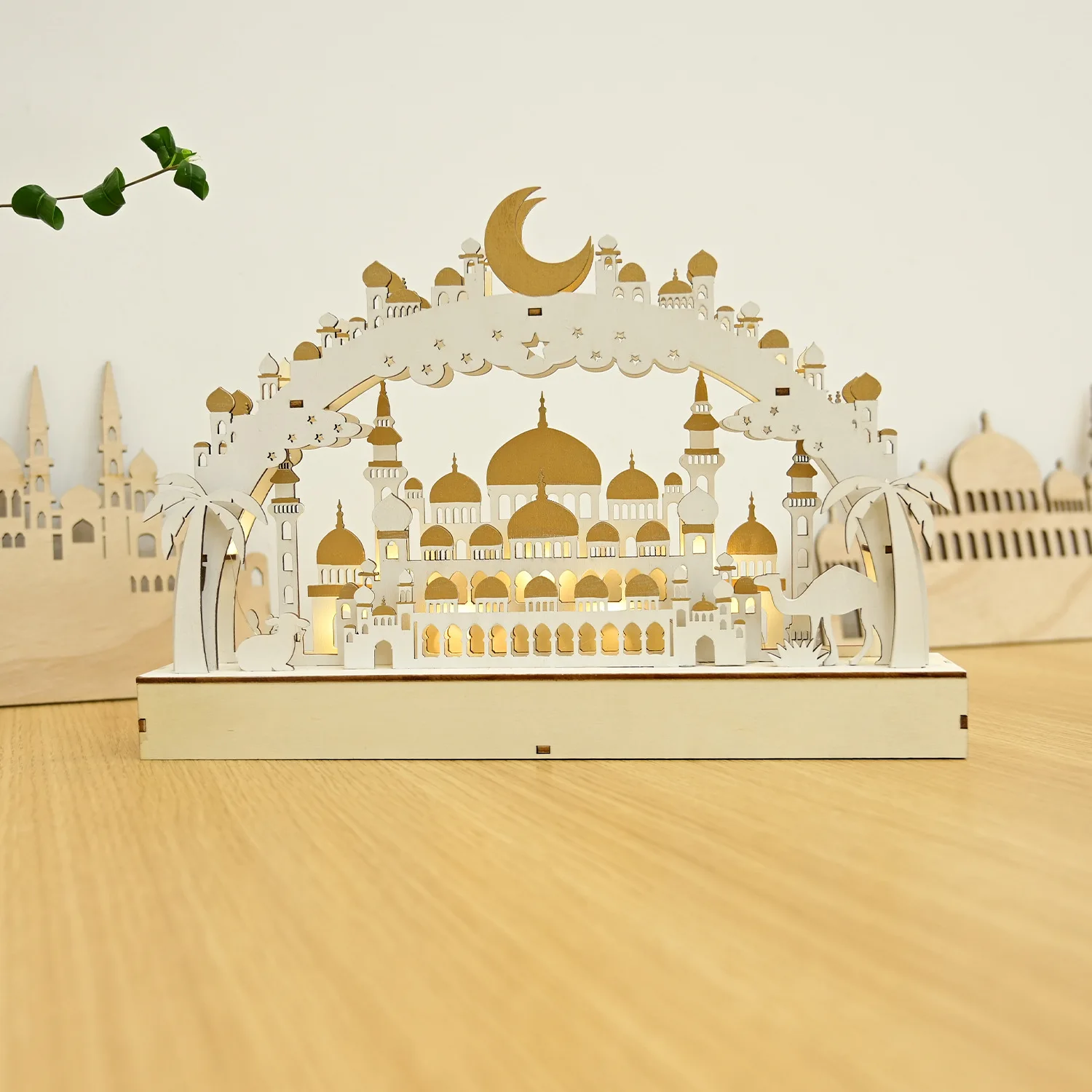 Muslim Mosque Camel Castle Wooden Tabletop Decoration For Islam Party Ornaments