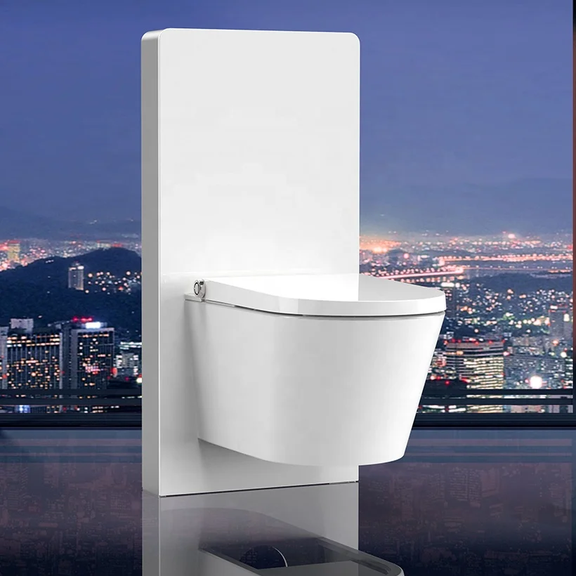 Modern bathroom sanitary ware WC system sensor flushing tempered glass cabinet cistern