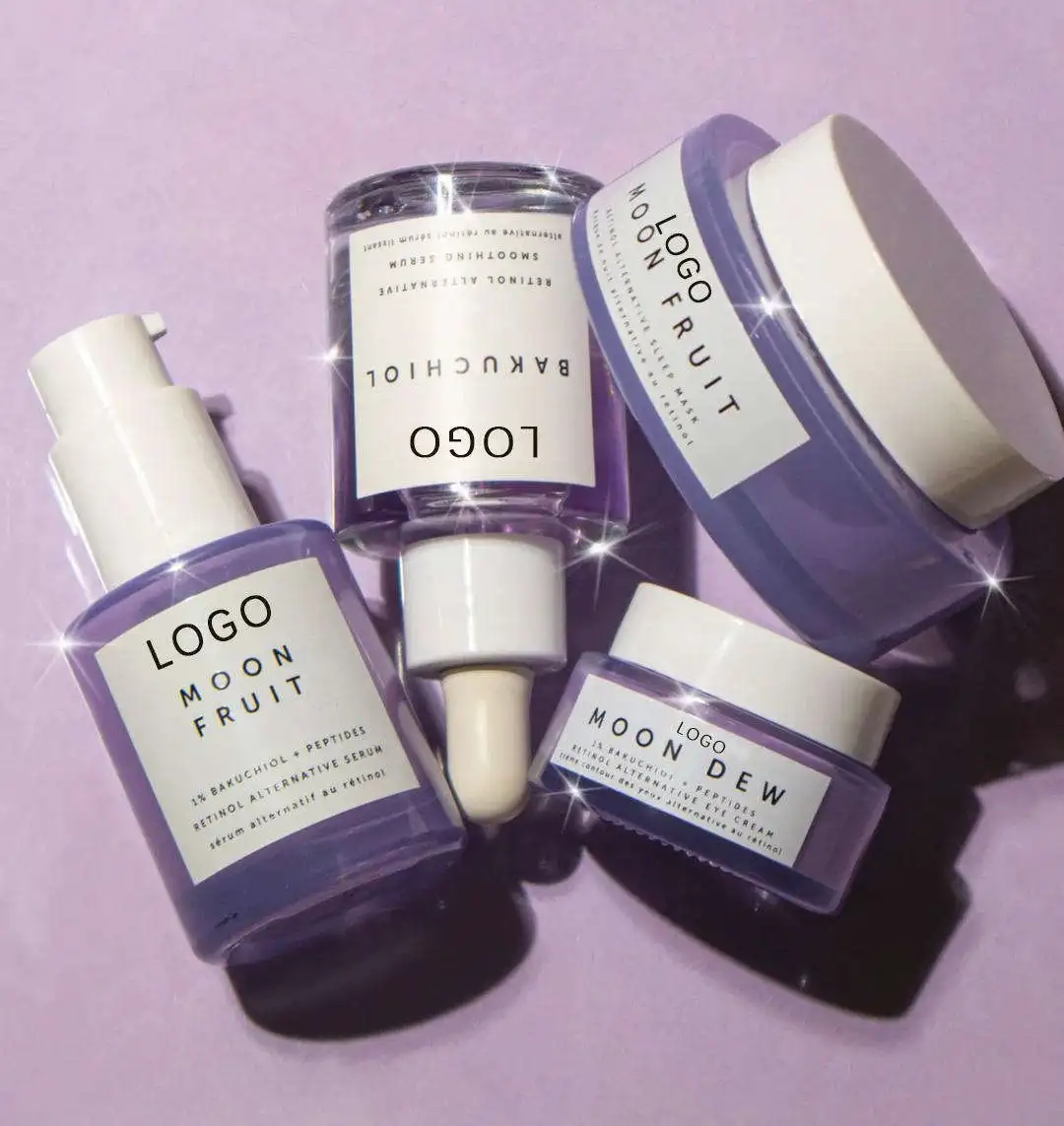 Hanlinger Private Label Whitening Moisturizing Hydrating 1% Bakuchiol +Peptides Retinol Alternative Moon Fruit Face Serum