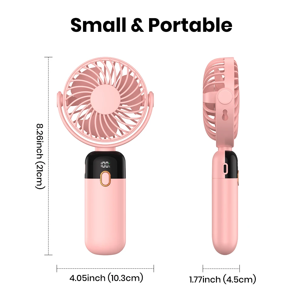 OEM K70 2024 New Design 2400mAh Handheld Small USB Mini Fan Mute Large Wind Portable Halter Fan