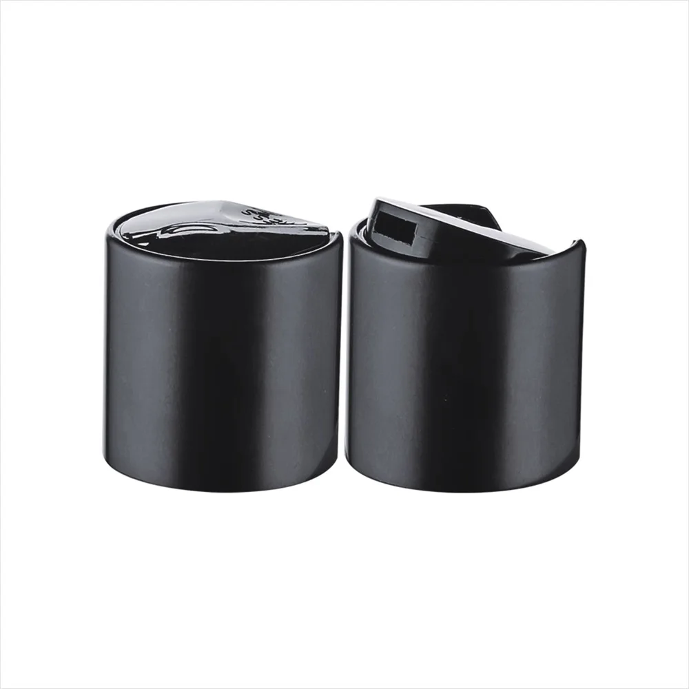 all plastic black smooth disc top caps cosmetic use for lotion bottle and cream bottle
