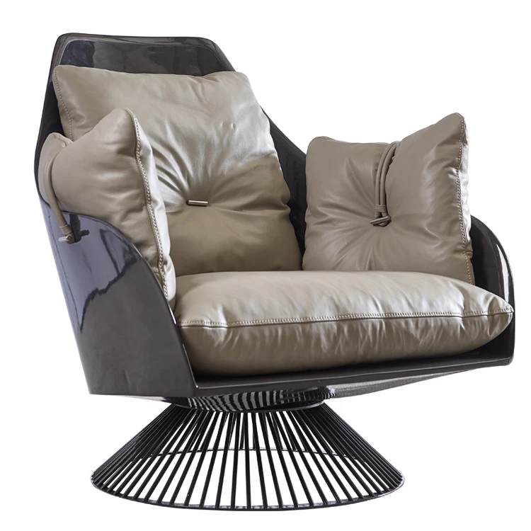 Hotel Lobby Luxury Mid Century Modern Leather Upholstered Accent Recliner Furniture Armchair Lounge Arm Chair For Living Room