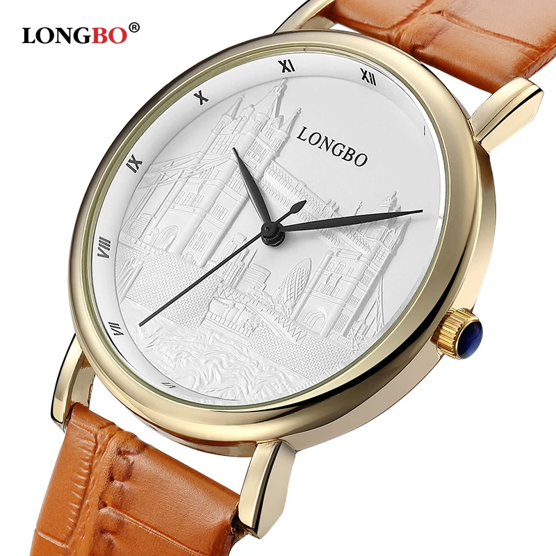 Free shipping Lovers Watch London bridge relievo dial leather strap waterproof business man Climbing sport watch
