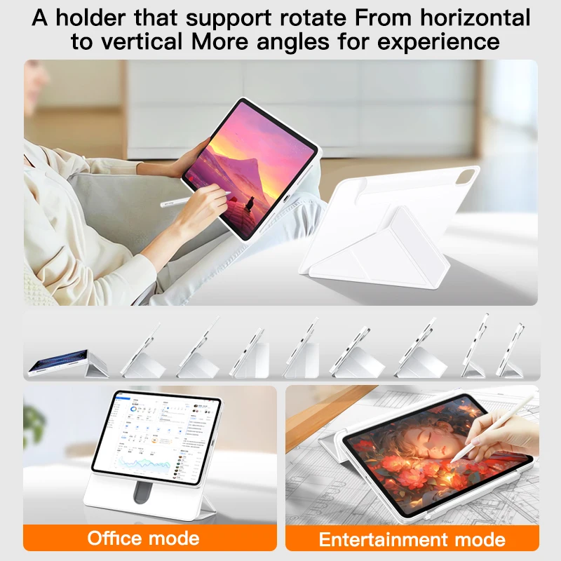 Rotating bracket thin and light case for iPad Protector Cover Sliding rail lifting PU Leather Case iPad Pro 13 Inch M4