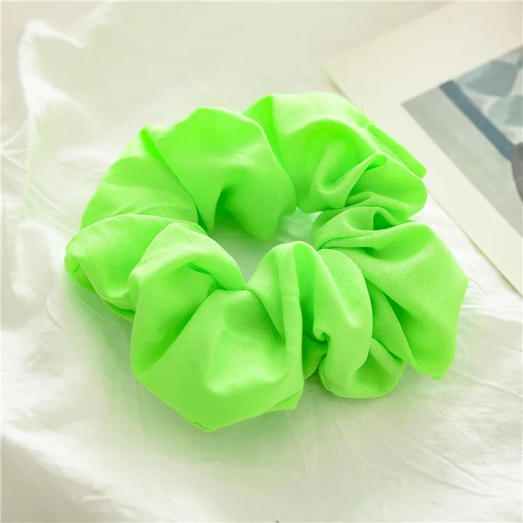 Hot sale chiffon scrunchies fluorescent color scrunchies hair ties holder for women accessories