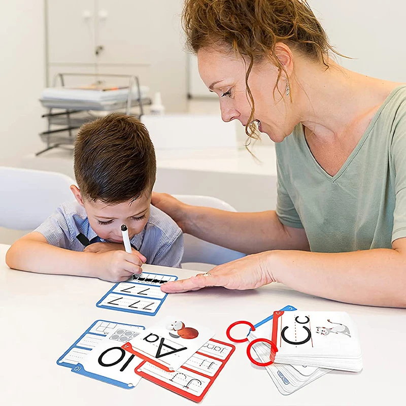Custom animal arabic numbers english alphabet learning dry erasable flash cards Memory games printing services