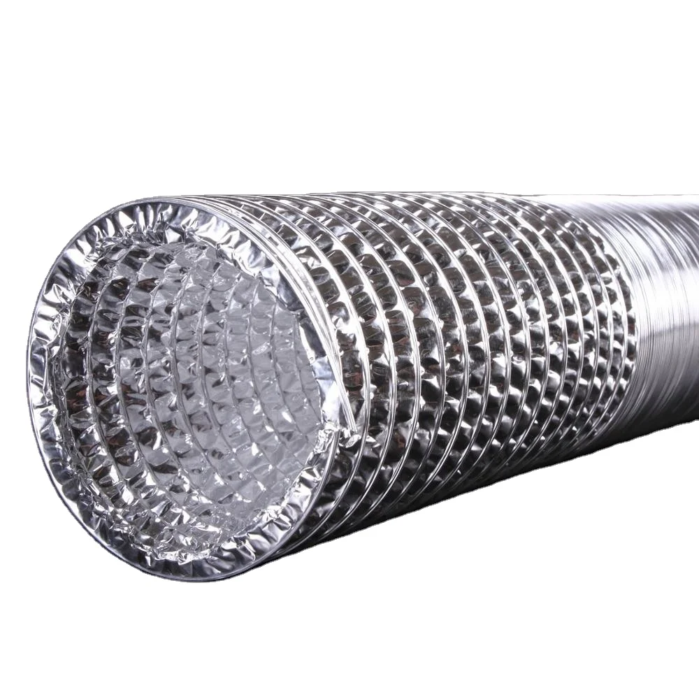Hstube dust free room 4inch double layer aluminum foil duct grp duct hose expandable aluminum ducting