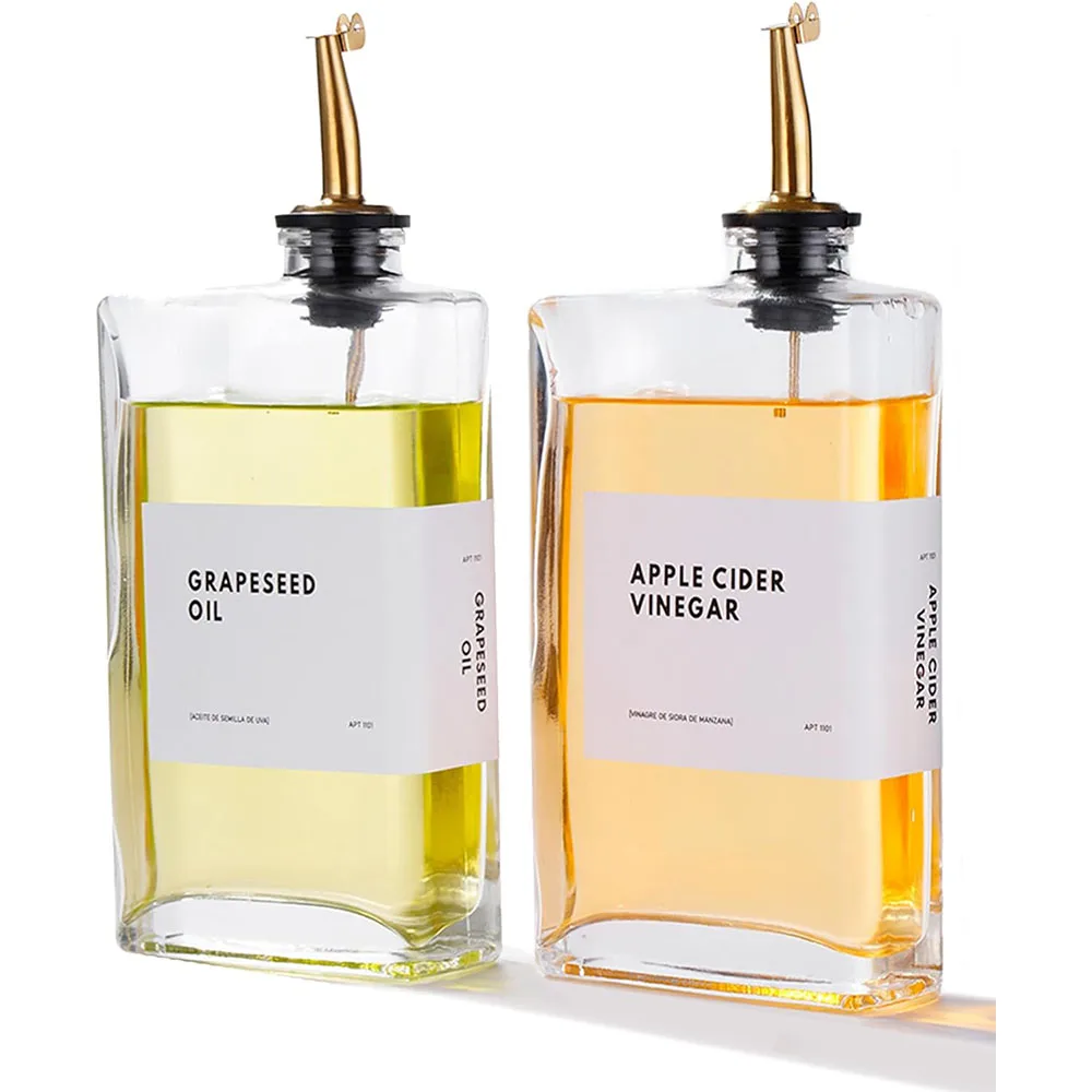 2024 New 10oz Olive Oil Dispenser Glass Cruet with Automatic Pourer for Cooling Oil,Vinegar ,Soy Sauce,syrup