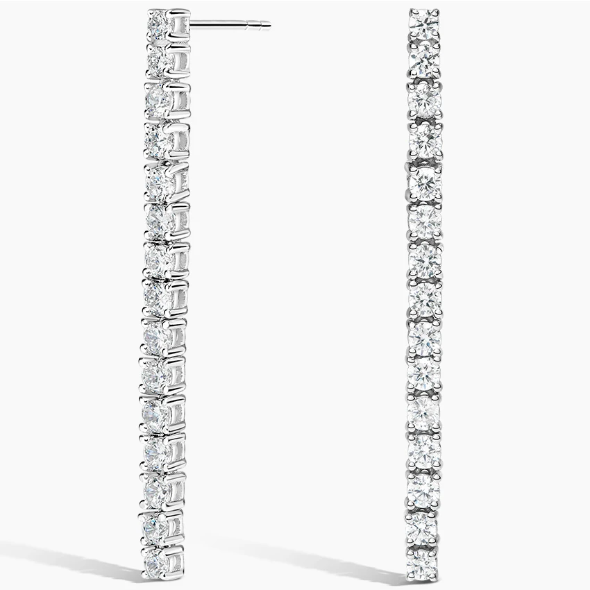 Long Chain White Gold Earrings Fine Jewelry Lab Grown Diamond Earrings Jewellery 14K 18K White Gold
