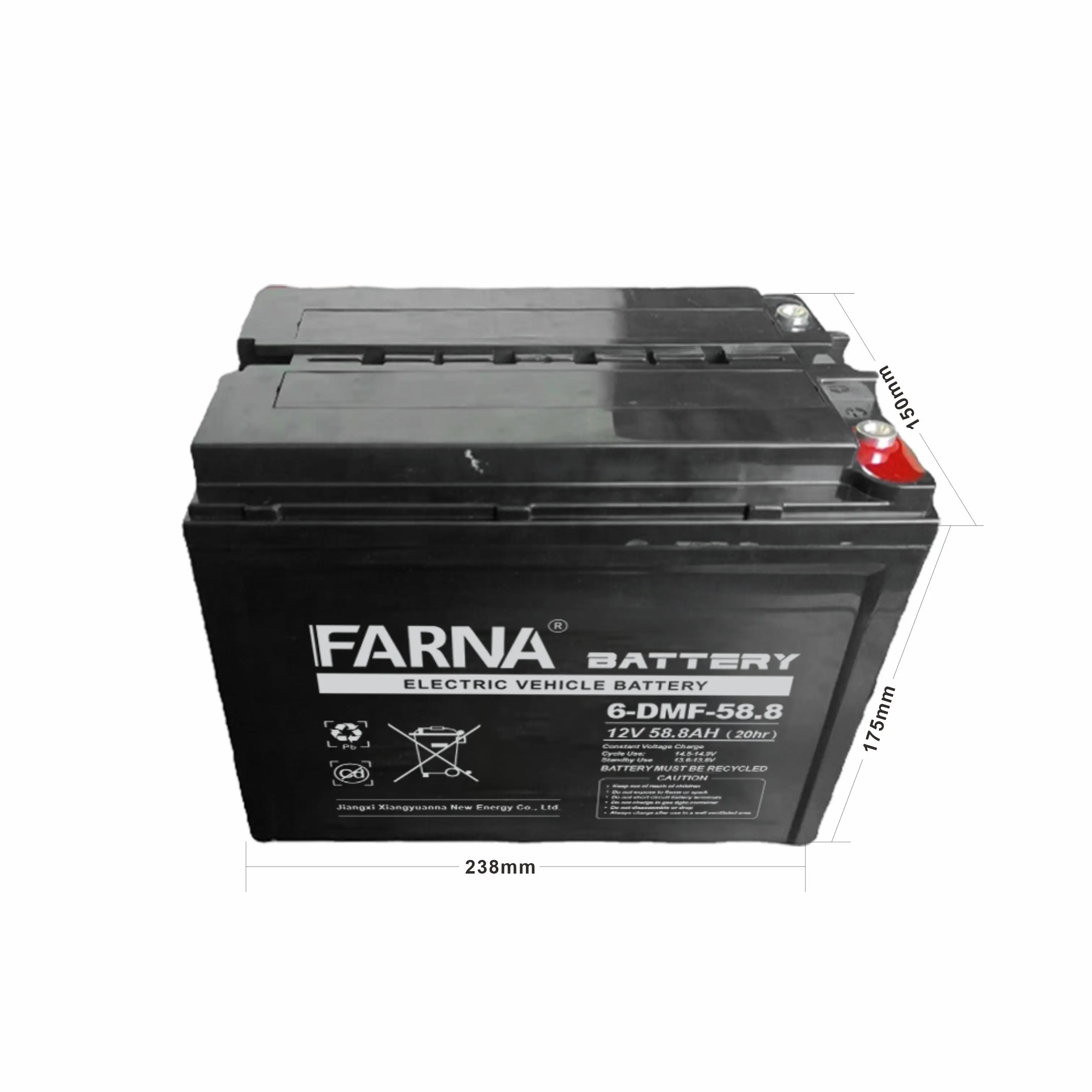 New Material 6-DMF-58.8 Lead Acid Battery 12V 58.8ah Free Maintenance for Lighting Boats Consumer Electronics Electric Bicycles