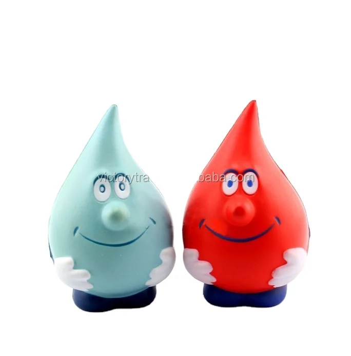 V-DB01 Promotional gift colorful smiley water drop shaped pu foam anti stress ball