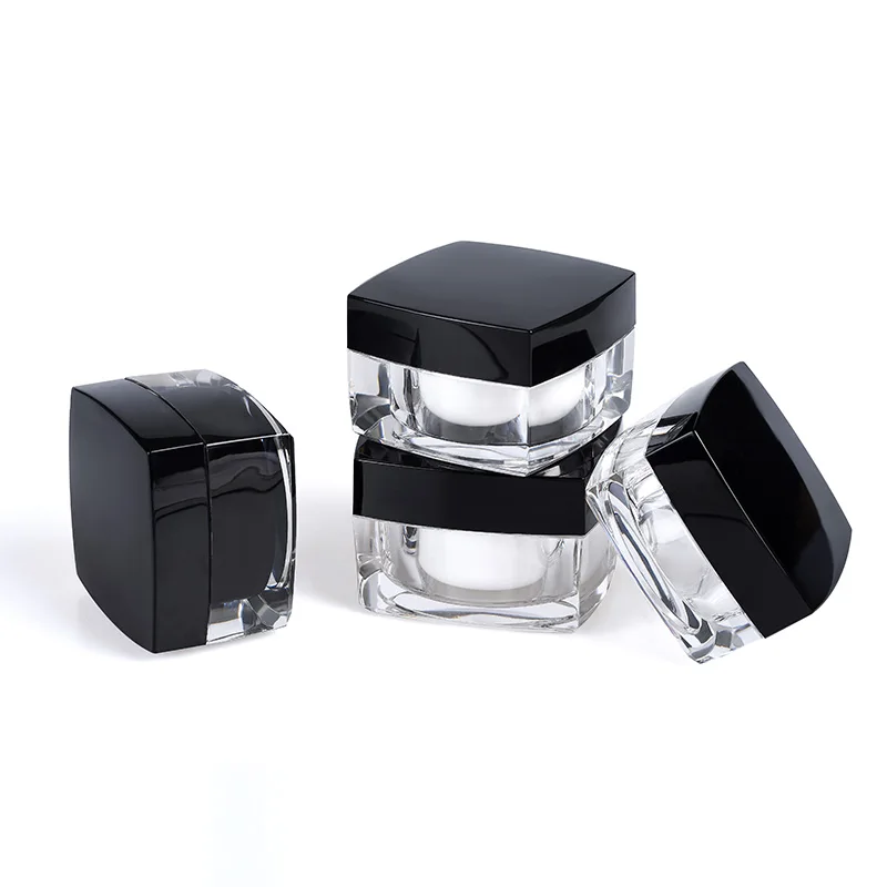 Wholesale cosmetic packaging 5g 10g 15g 20g 30g 50g black empty white acrylic plastic face cream  jar