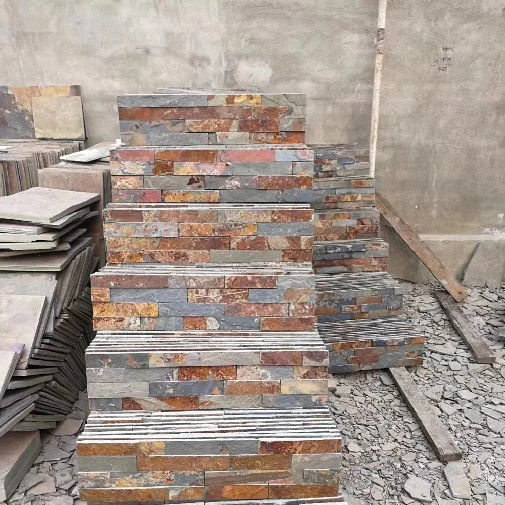 Best Quality Split Face Black Slate Wall Culture Stone Tile for House Cladding Panels Exterior Wall