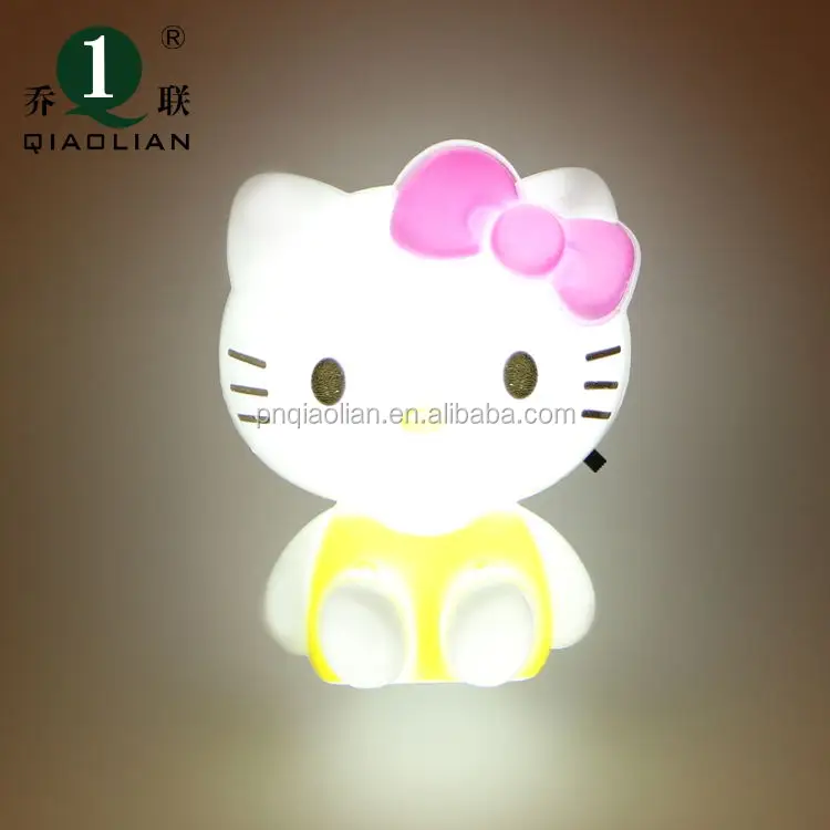 Qiaolian Lovely Hello kitty shape soft Nightlight Power Saving Gentle LED Switch Night light Gentle 110v-250v Safety Nachtlicht
