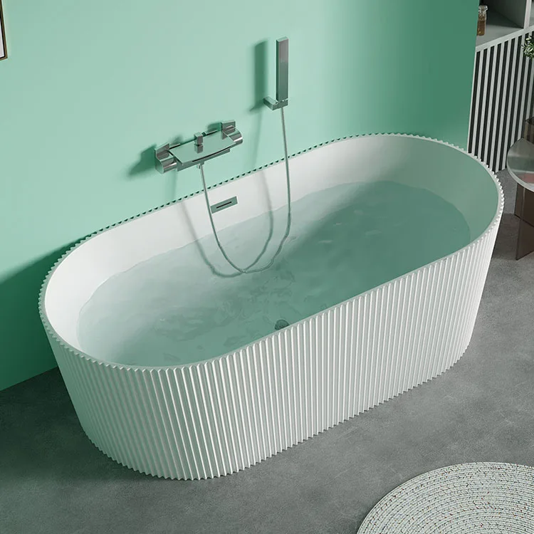 Acrylic Eco-friendly Material Solid Surface Bath Tub Freestanding Bathtub Round Indoor Bathtub Tub