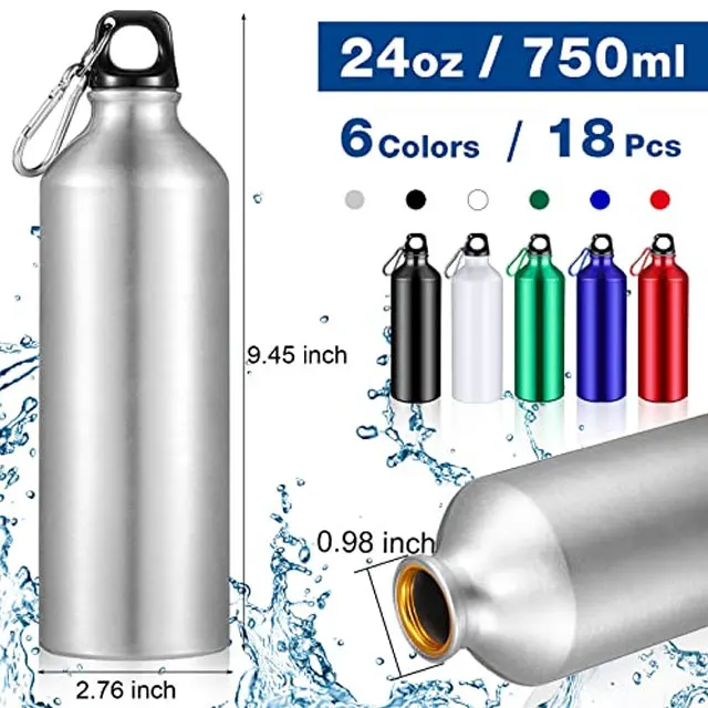 24oz Aluminum Water Bottles Bulk 24 oz Lightweight Reusable Sport Water Bottles with Twist and Keychain for Gym