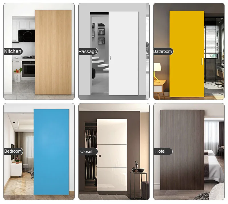 RHETECH Toilet Garage Shower Invisible Magic Door Hidden Track Translation Door Two-way Buffer Sliding Wooden Door Special