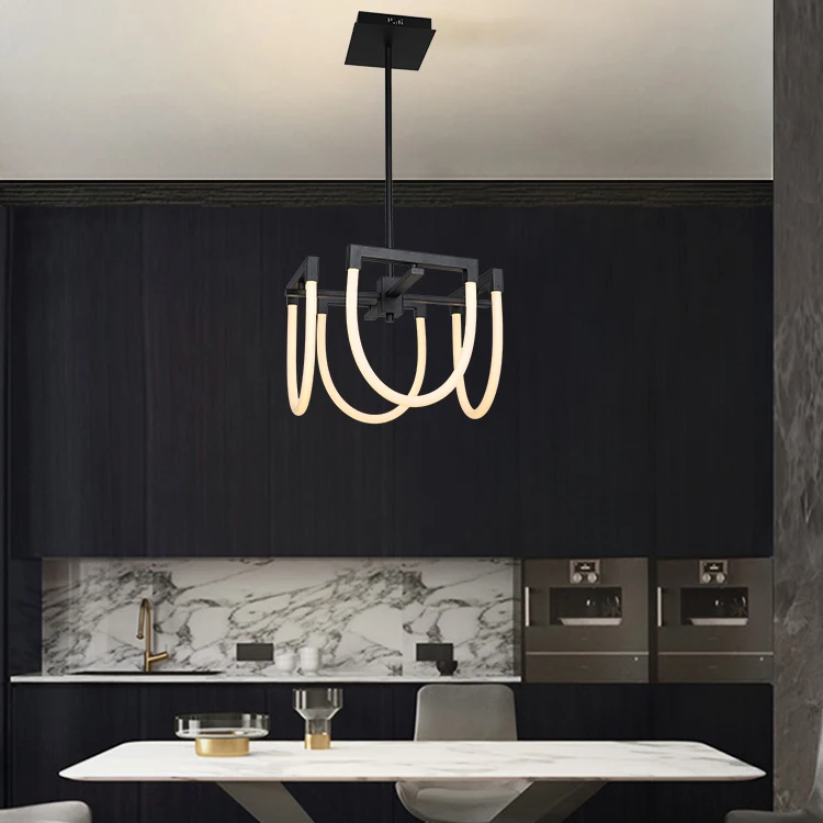 Hot Sale Classic Contemporary Indoor Living Room Decoration Hanging Black Nordic Modern Led Chandelier Pendant Light