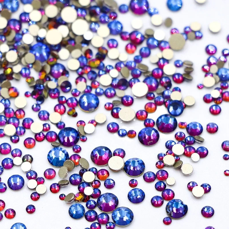 SS3~SS20 3A Crystal AB Non Hot Fix Flatback Glass Strass Super Nail Art Glitter Rhinestones for Manicure Decorations DIY Design