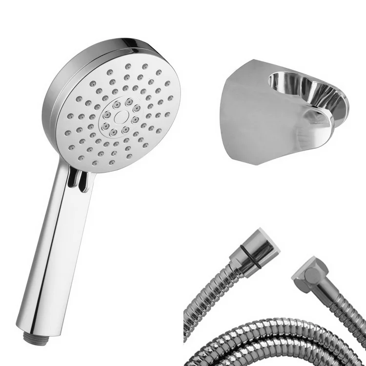 Handheld Shower Head with Hose and Brass Holder Square 3 Function Hand Held Shower Set Chrome Bracket