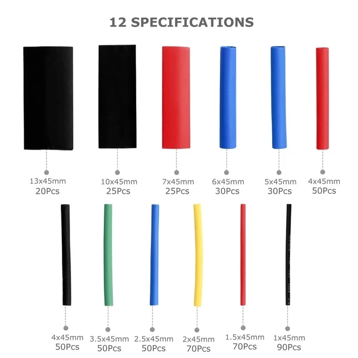 
Wholesale Heat Shrink Electrical Wire Cable Wrap Assortment Insulation Tube Kit 