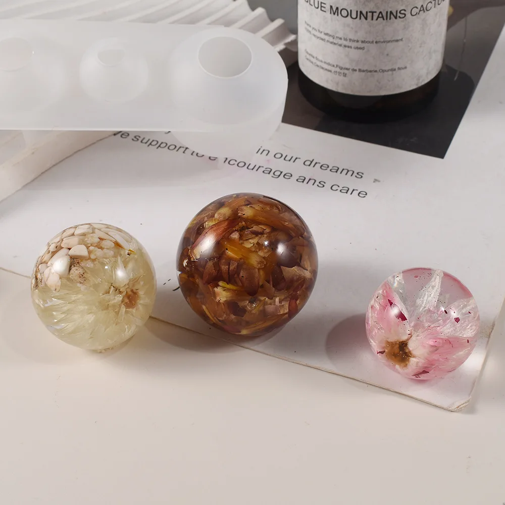 5 in 1 Beads Crystal Epoxy Resin Mold 20 25 30 35 40mm Small Ball Silicone Resin Molds  Bead Candles Silicone Mold