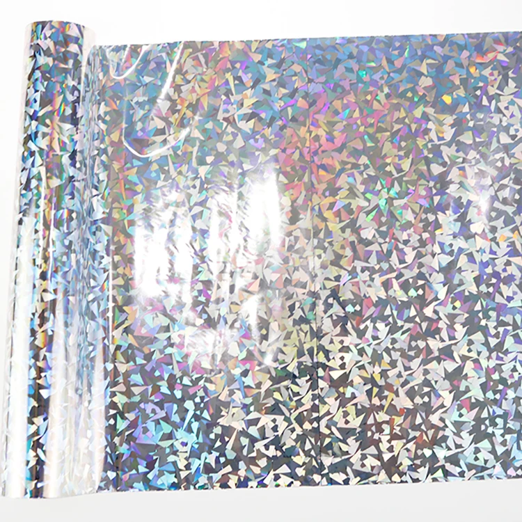 C-DS Silver shattered glass hot stamping foil transfer printing heat transfer for handbag textile leather t shirt