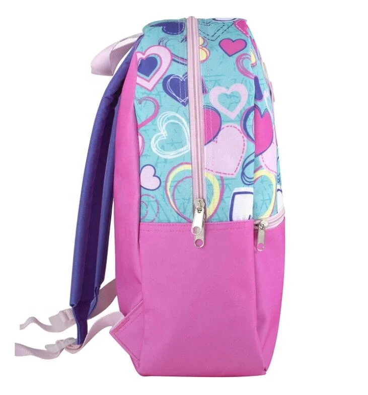 Heart Printed Girls Elementary School Backpack for Kids 5  in 1 Sets with Lunch Tote Bag Pencil Bag