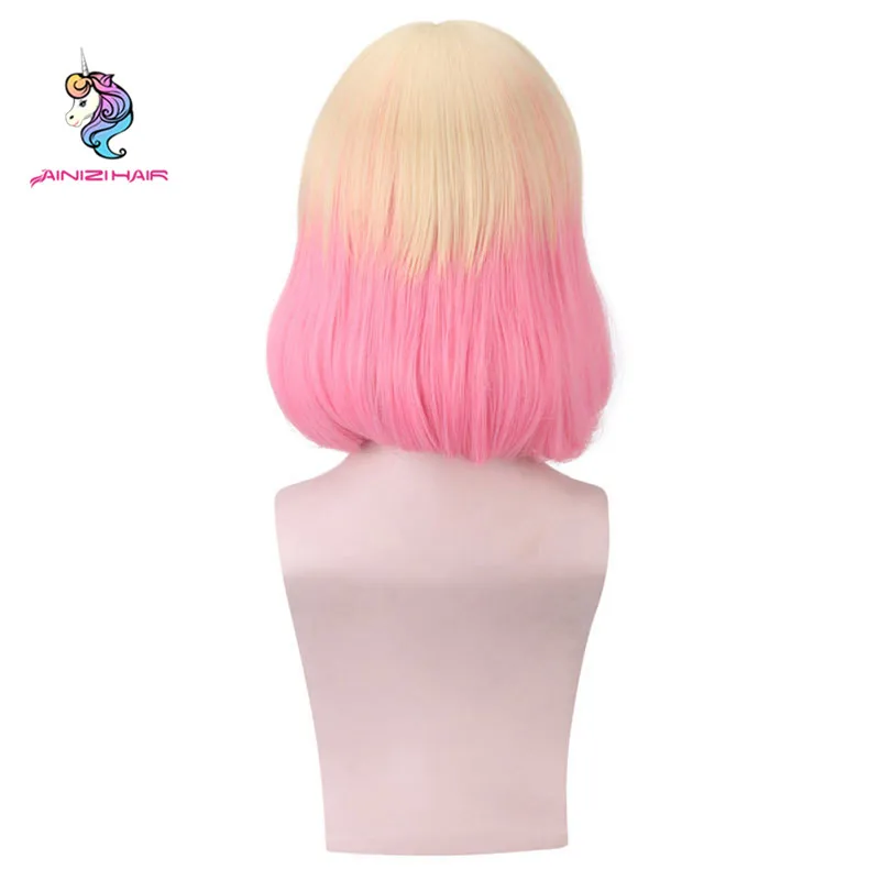 Ainizi wholesale good wigs supplier Angels of Death Catherine Ward yellow mixed pink cosplay wigs