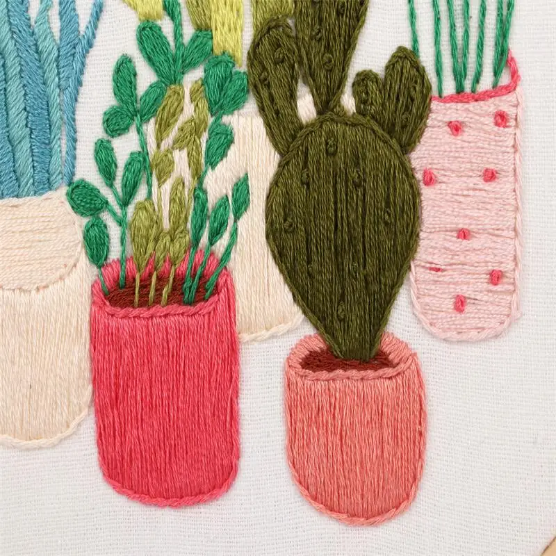 Wholesale needlework  Plant Patterns Stamped DIY Cross Stitch 3 In 1 Pack Sets Embroidery Starter Kit Including Instructions