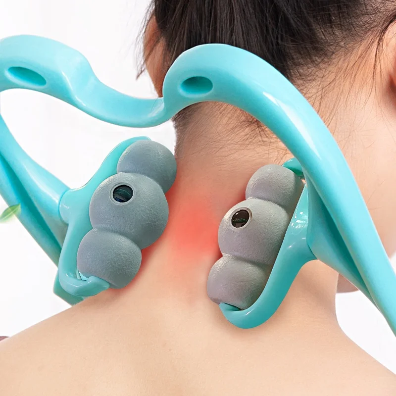 Custom LOGO Manual 6 Ball Neck Massager Roller Cervical Pain Relief Relax Handheld Dual Pressure Point Neck Massager
