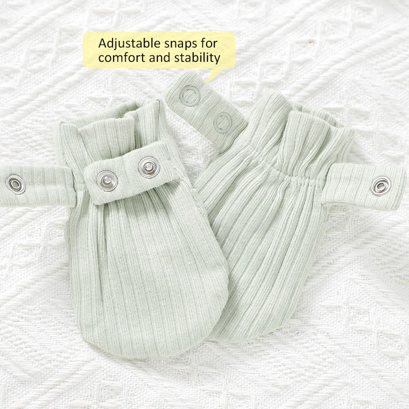 Cute Soft And Warm Solid Color Adjustable Snaps Flip Cover Baby Mittens