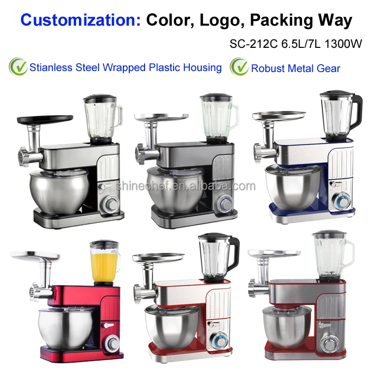 Dubai Hot Sale Stainless Steel Bread Food Mixer Home Use Cake Stand Mixer With Blender Meat Grinder