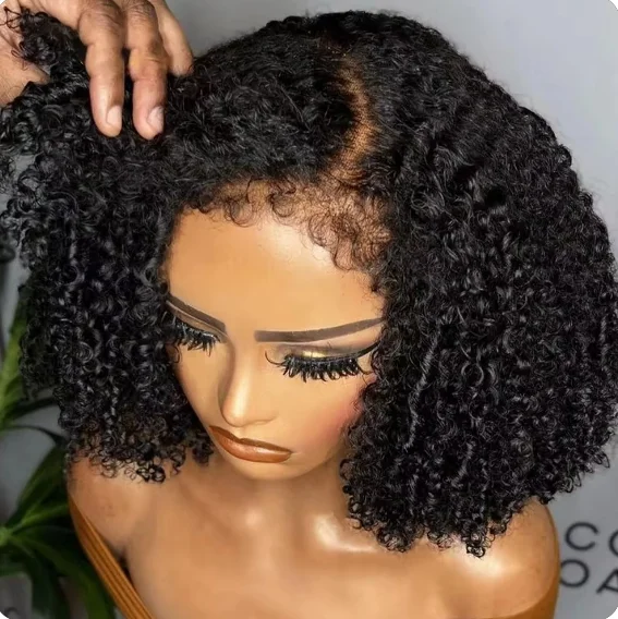 New Curly Natural Human Hair Lace Front Wig Glueless 13*4 Brazilian Raw Short Hair Pre Pluck Hd Lace Frontal Wig For Black Women