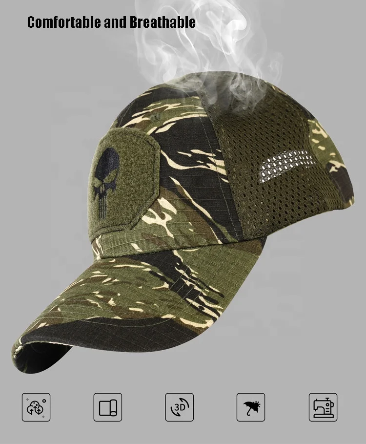 tactical camo cap Baseball Hats Patriotic Caps punisher Cap Skull Mesh Trucker Hat Outdoor Breath Sun Hats Hunting Camouflage