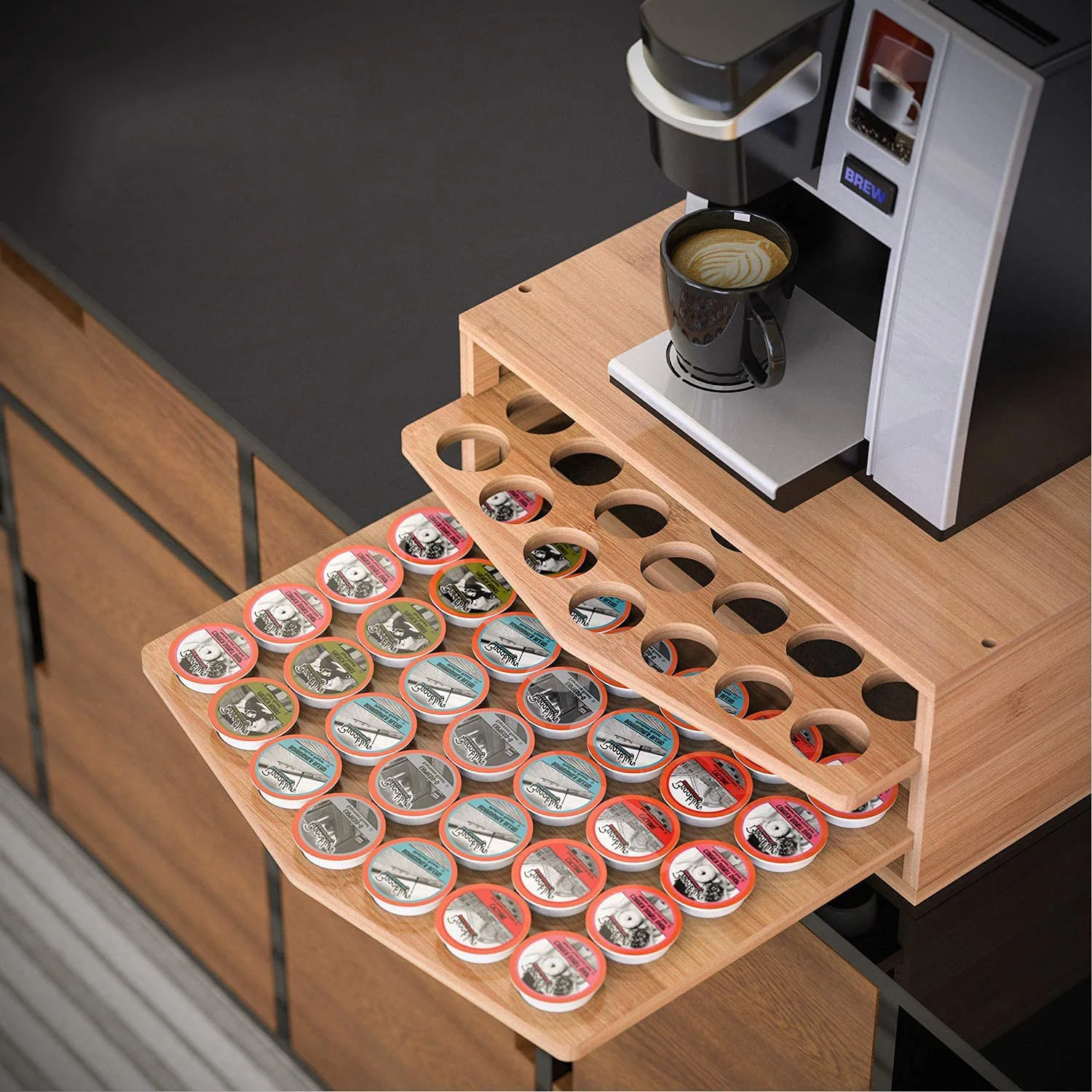 Coffee Pod Drawer Holder K Cup Capsule Storage Organizer 2 Tier Kcup Coffee Pods Holder