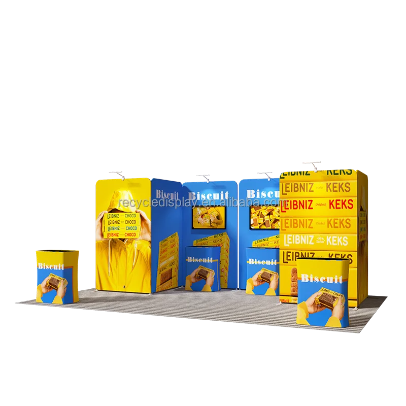 Portable Fashion Fair Booth Design Easy Assemble Modular custom printed fast build tawns exhibition trade show 10x20 booth