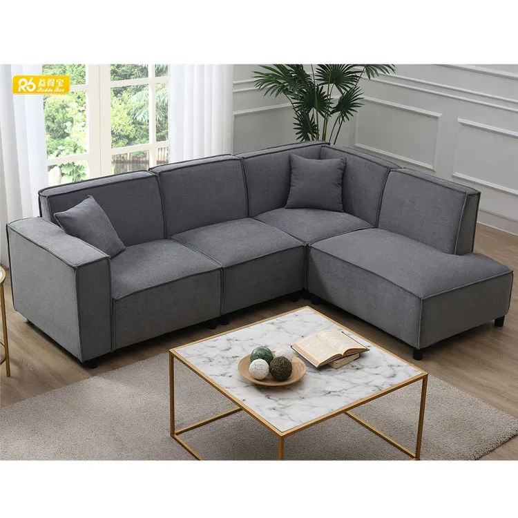 Modern Living Room Furniture Sofa Set Nordic Tech Fabric L Shape Sectional Sofas G547