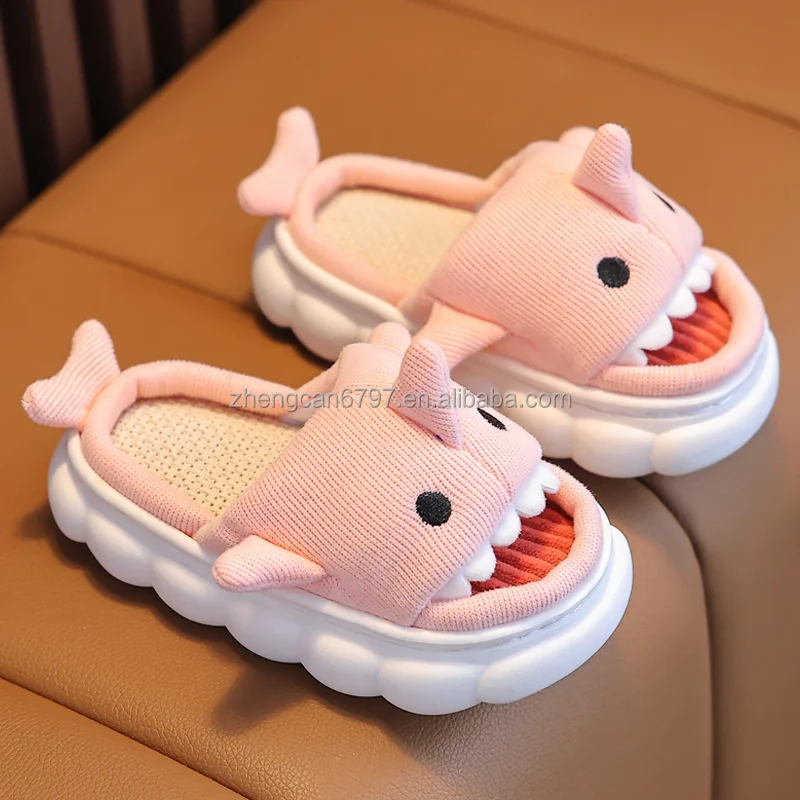 Wholesale Kids Slipper Baby Summer Cute Shark Flax Slippers Boys 2024 Casual Indoor Antiskid Shoes
