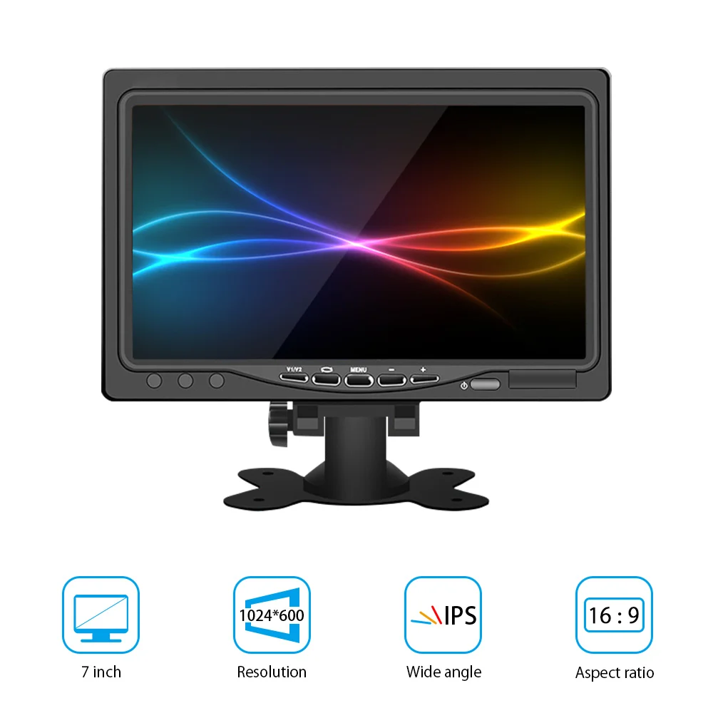 7 Inch LCD Monitor Headrest Portable HD VGA LCD Car Screen for Pc/mac Mini/tv/camera/gaming IPS 1024X600 Support AV Video CN;GUA