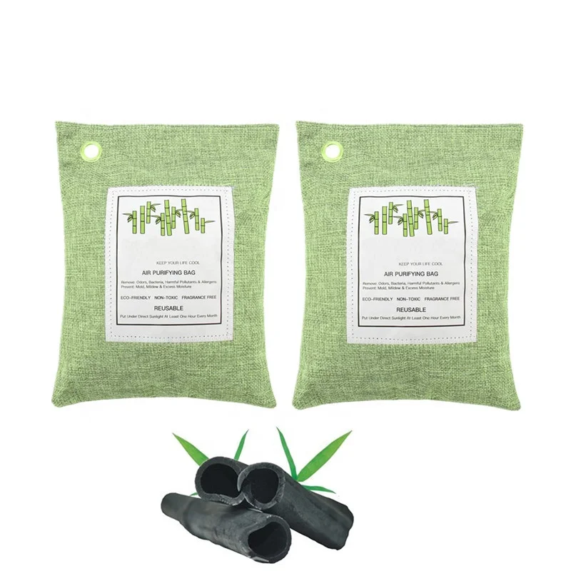 100% Linen Fabric Weird Remove Scent Activated Carbon Purifying Bag Deodrizer Bamboo Charcoal Bag for Home Kitchen Use